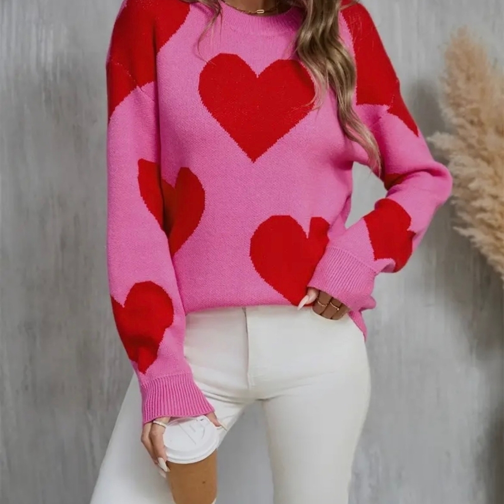 Vibrant Pink Heart Sweater